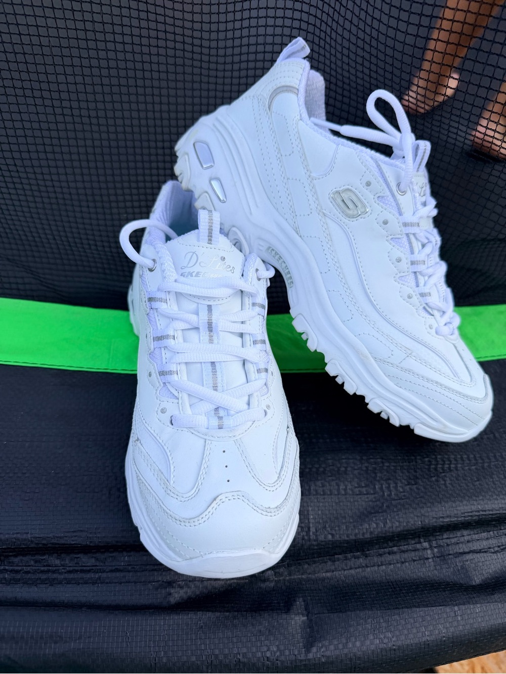 Skechers White D'Lites Women's Lace-Up Sneakers